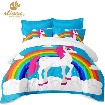 Kids Cartoon Bedding Set Cute Unicorn Print Duvet Cover Set Colorful Heart Rainbow Bedclothes King Queen Bed Cover Pillowcase
Kids Cartoon Bedding Set Cute Unicorn Print Duvet Cover Set Colorful Heart Rainbow Bedclothes King Queen Bed Cover Pillowcase