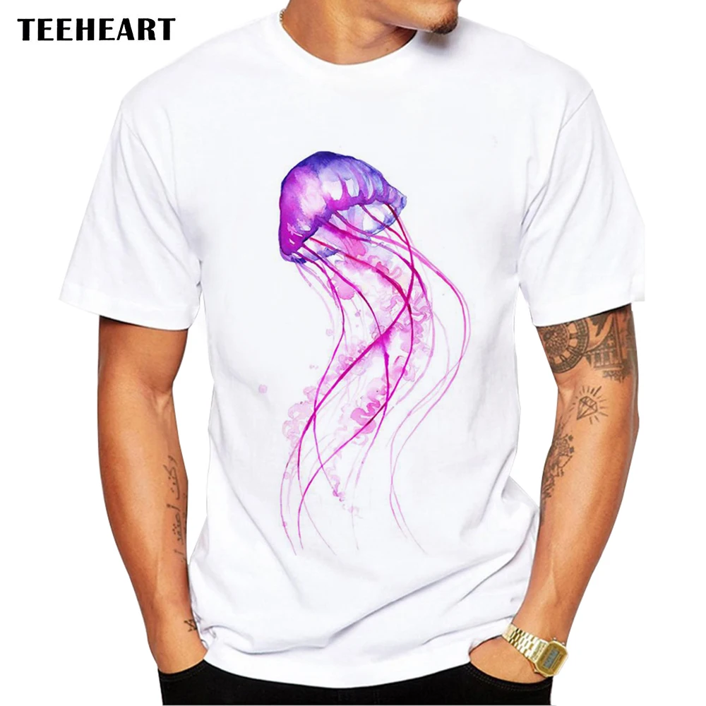 TEEHEART 2017 новая брендовая Летняя мужская футболка красивая розовая Медуза с