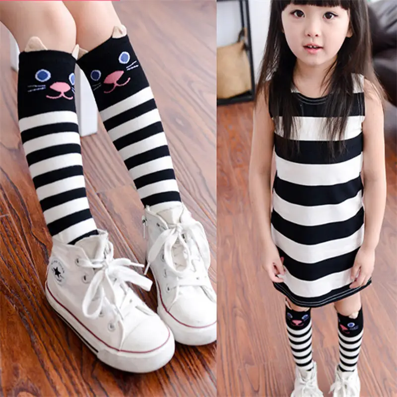 Girls Cute Cartoon Cat with Ears Print Knee High Stockings One Pair Baby Kids Spliced Stripes Cotton Leg Warmers For 2-8Y Child
Girls Cute Cartoon Cat with Ears Print Knee High Stockings One Pair Baby Kids Spliced Stripes Cotton Leg Warmers For 2-8Y Child