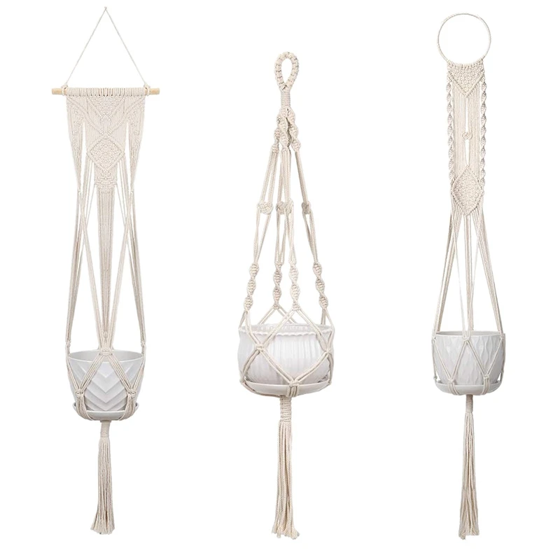 3 Pack Macrame Plant Hangers Hanging Planter - Wall Hanging Planters Basket Holder For Indoor Outdoor With Hooks - Boho Home
3 Pack Macrame Plant Hangers Hanging Planter - Wall Hanging Planters Basket Holder For Indoor Outdoor With Hooks - Boho Home