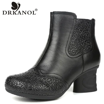 DRKANOL 2020 New Women Genuine Leather Ankle Boots Winter Thick Heel Warm Boots Retro Round Toe High Heel Short Boots Women
DRKANOL 2020 New Women Genuine Leather Ankle Boots Winter Thick Heel Warm Boots Retro Round Toe High Heel Short Boots Women