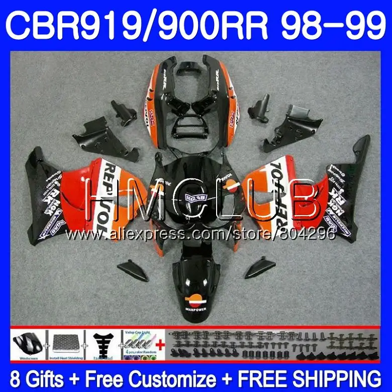 Body For HONDA CBR 900RR CBR 919RR CBR919RR 98 99 69HM17 CBR900 RR CBR 919 RR CBR900RR CBR919 RR Repsol orange 1998 1999 Fairing 
Body For HONDA CBR 900RR CBR 919RR CBR919RR 98 99 69HM17 CBR900 RR CBR 919 RR CBR900RR CBR919 RR Repsol orange 1998 1999 Fairing