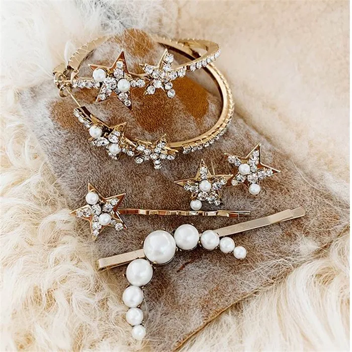 

MENGJIQIAO 2019 Exaggerate Rhinestone Star Big Hoop Earrings For Women Fashion Jewelry Simulated Pearl Circle Vintage Pendientes