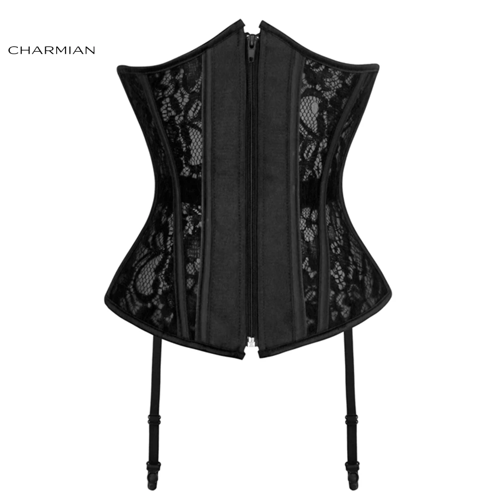Charmain Women's Sexy Victorian Black Floral Lace Zipper Closure Waist Cincher Underbust Corset
Charmain Women's Sexy Victorian Black Floral Lace Zipper Closure Waist Cincher Underbust Corset