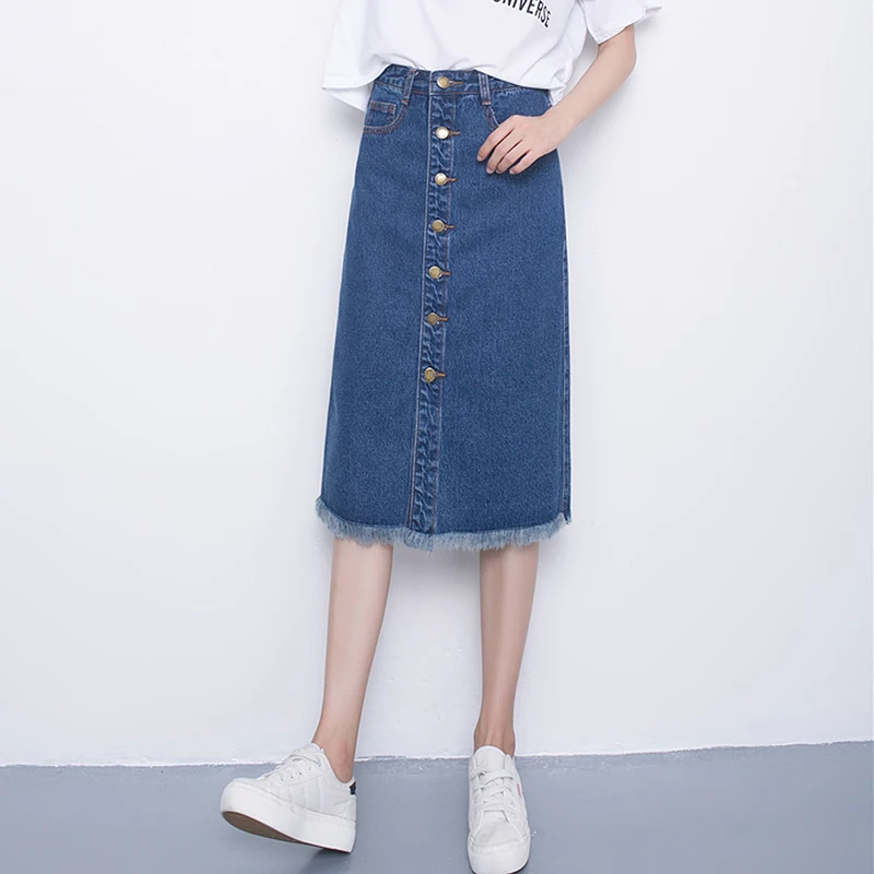 2019 Summer Single Breasted Denim Skirts Womens High Waist Plus Size Pockets Jeans Skirt Ladies Casual A-line Midi Skirt faldas
2019 Summer Single Breasted Denim Skirts Womens High Waist Plus Size Pockets Jeans Skirt Ladies Casual A-line Midi Skirt faldas