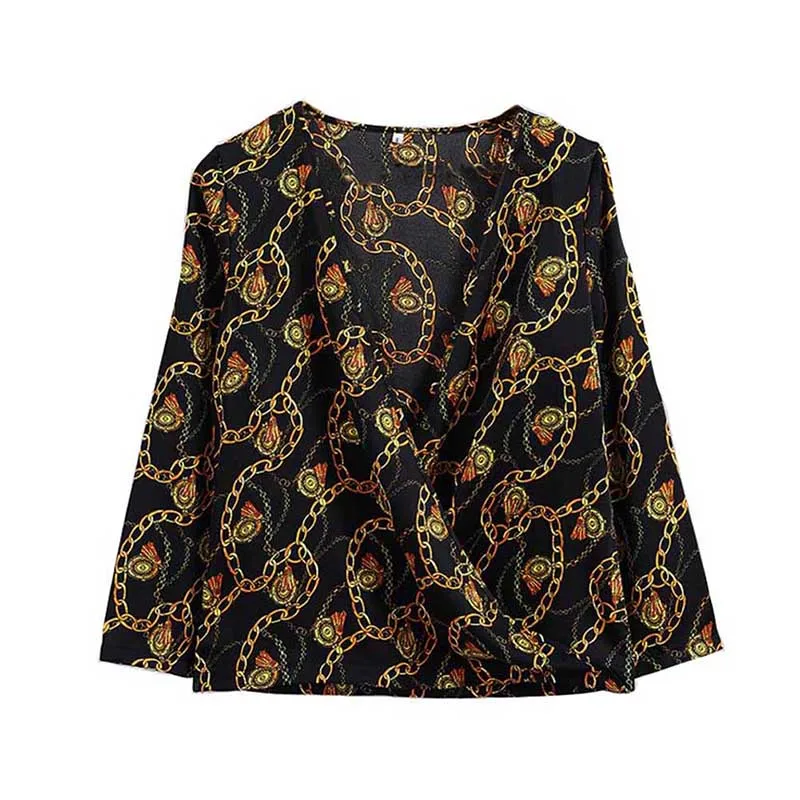Summer Women V Collar Long Sleeve Chiffon Casual Thin Slim fit Blouse Vintage Chain Print Long Sleeve Shirt 2019
Summer Women V Collar Long Sleeve Chiffon Casual Thin Slim fit Blouse Vintage Chain Print Long Sleeve Shirt 2019