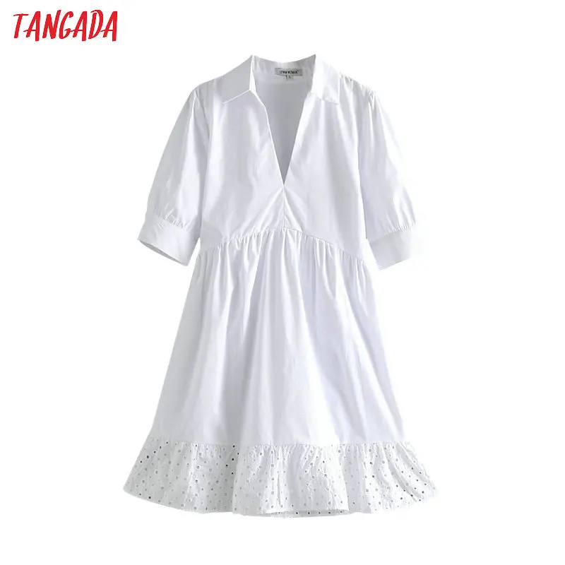 Tangada fashion women white pleated dress turn-down collar short sleeve ladies embroidery shirt dress vestidos JE106
Tangada fashion women white pleated dress turn-down collar short sleeve ladies embroidery shirt dress vestidos JE106