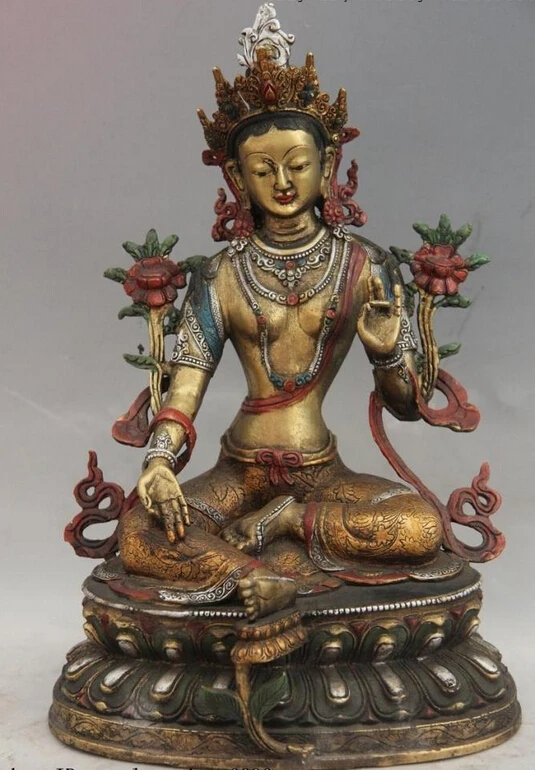 bi001620 Tibet Temple Copper Bronze Color Painted Green Tara Bodhisattva Kwan-yin Statue
bi001620 Tibet Temple Copper Bronze Color Painted Green Tara Bodhisattva Kwan-yin Statue
