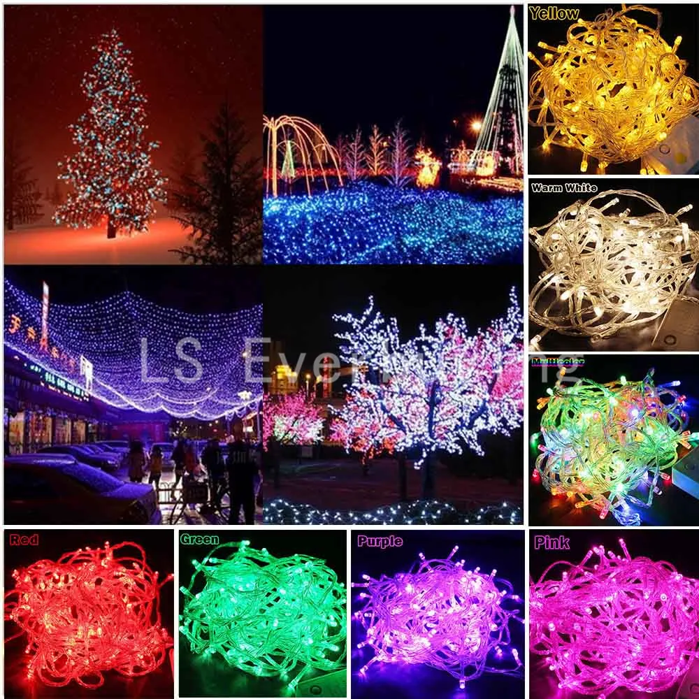 Image String Light 100 LED 10M Christmas Wedding Party Decoration Lights AC 110V 220V outdoor Waterproof led lamp 9 Colors