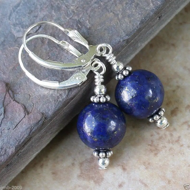 Free shipping Vintage 12mm Indigo Lapis lazuli Round Beads Sterling Silver Dangle Earrings
Free shipping Vintage 12mm Indigo Lapis lazuli Round Beads Sterling Silver Dangle Earrings