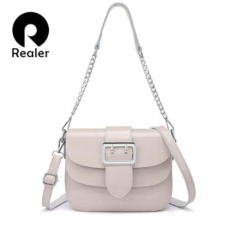 

REALER women shoulder bags split leather fashion messenger crossbody bag for women girls high quality ladies flap female clutch