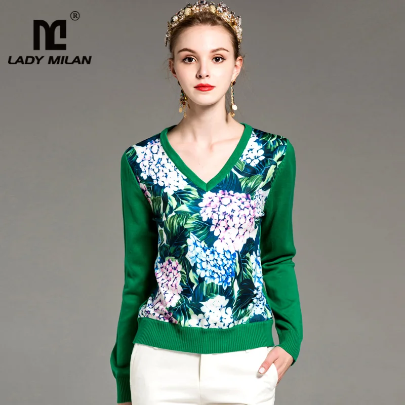 New Arrival Women's Sexy V Neck Long Sleeves Floral Printed Knitted Patchwork Fashion Knits& Tees Blouses
New Arrival Women's Sexy V Neck Long Sleeves Floral Printed Knitted Patchwork Fashion Knits& Tees Blouses
