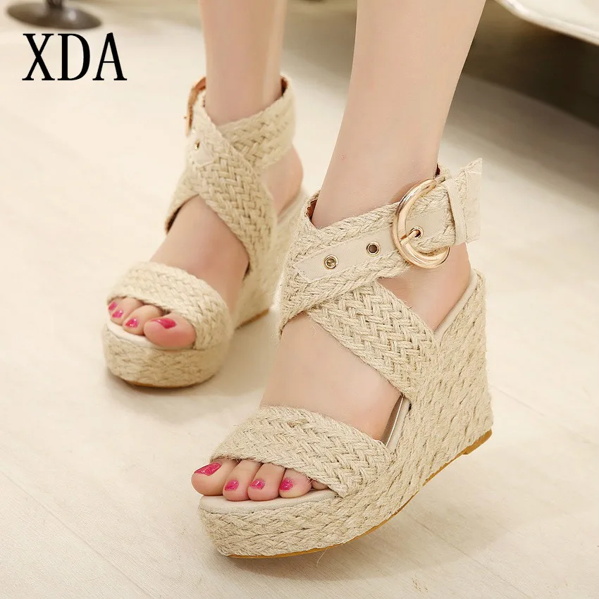 XDA New Wedge Sandals Platform Straw Braid Women Sandals Roman Buckle super high Heel Open Toe High Heel Sandals Women shoes D17
XDA New Wedge Sandals Platform Straw Braid Women Sandals Roman Buckle super high Heel Open Toe High Heel Sandals Women shoes D17