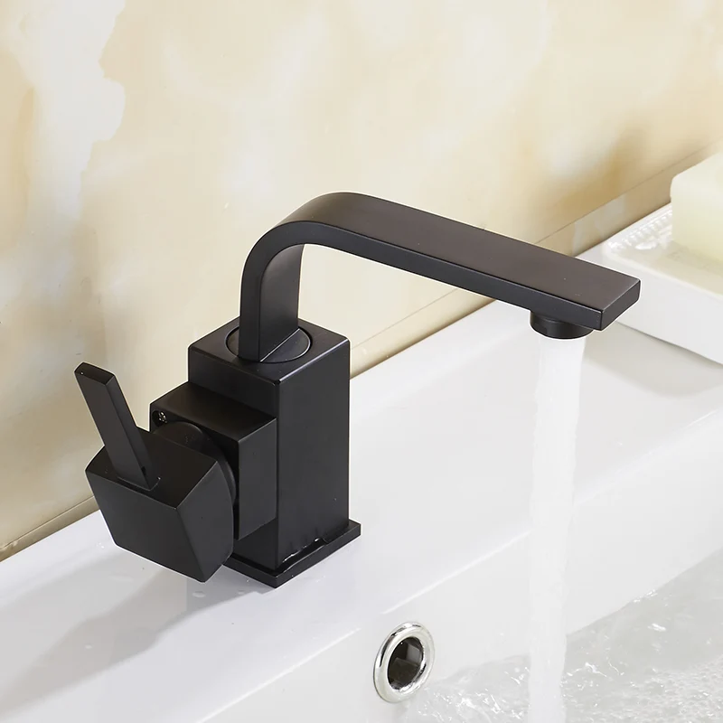 

GIZERO Black Paint Faucets Brass Bathroom Basin Sink Faucet 360 Degree Rotatable Spout Vanity Mixer Kitchen Taps GI739