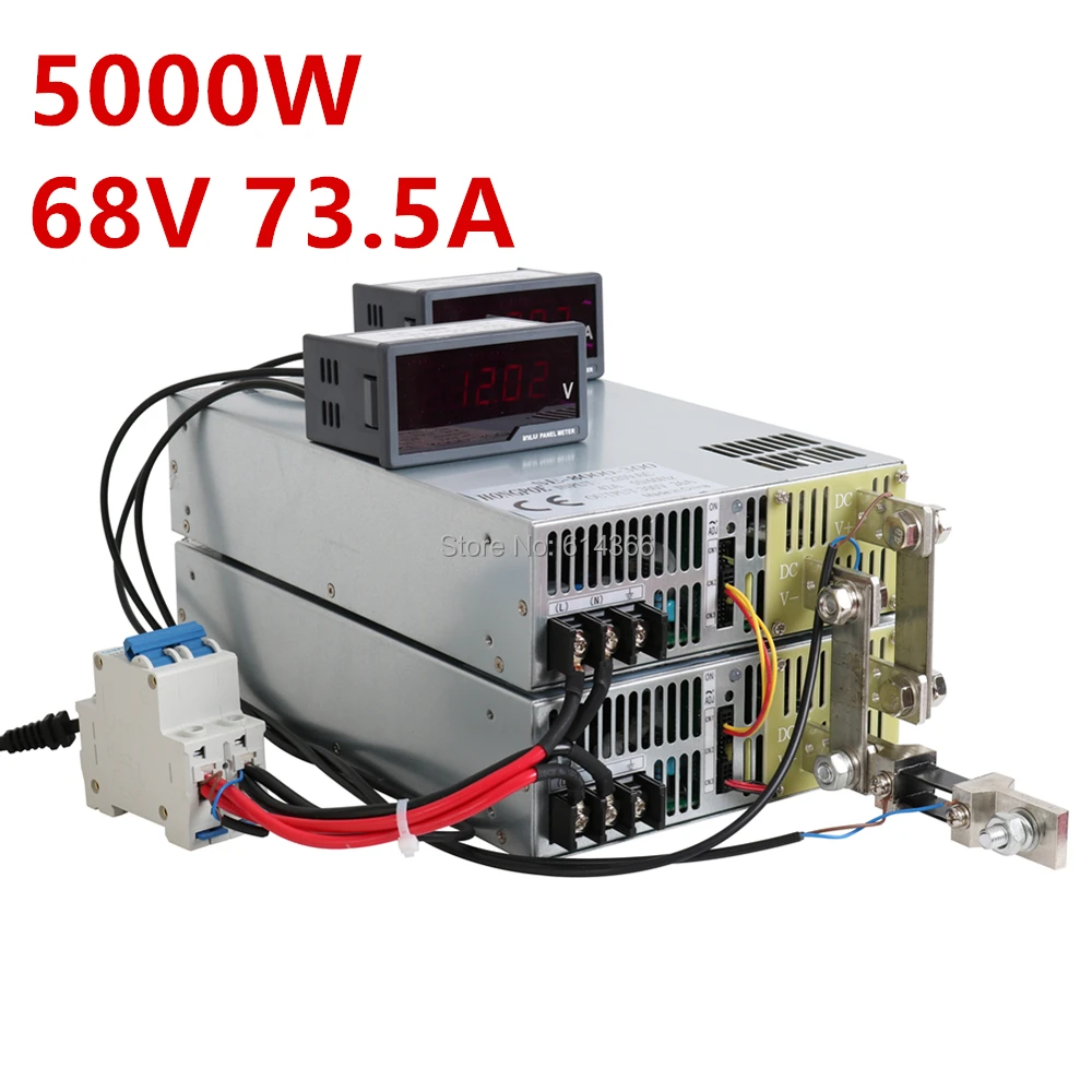 

5000W 68V Power Supply 0-68 Adjustable Power 68VDC AC-DC 0-5V Analog Signal Control SE-5000-68 Power Transformer 68V 73.5A