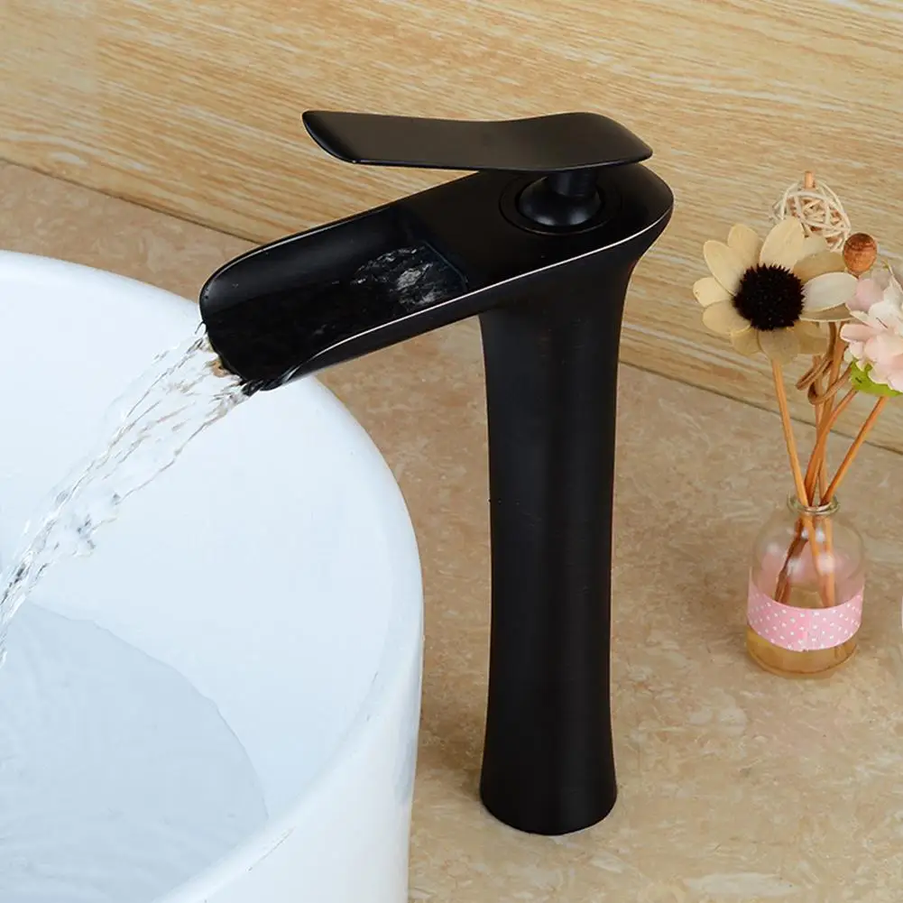 LanLan Black Cooper Cold & Hot Water Tap Faucet for Kitchen Vegetable Basin Decoration