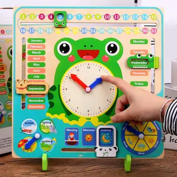 Wooden Cartoon Frog Calendar Clock Set Children Wood Calendar Time Cognitive Matching Toys Kids Early Learning Education Toys
Wooden Cartoon Frog Calendar Clock Set Children Wood Calendar Time Cognitive Matching Toys Kids Early Learning Education Toys