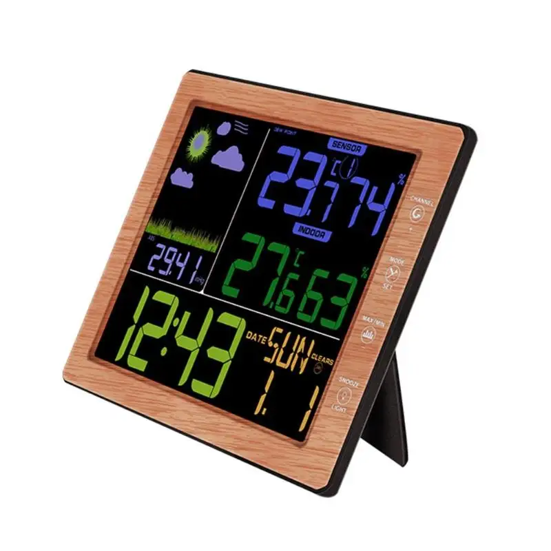 Wood Grain Weather Station Barometer Thermometer Hygrometer Wireless Sensor LCD Display Weather Forecast Digital Alarm Clock
Wood Grain Weather Station Barometer Thermometer Hygrometer Wireless Sensor LCD Display Weather Forecast Digital Alarm Clock