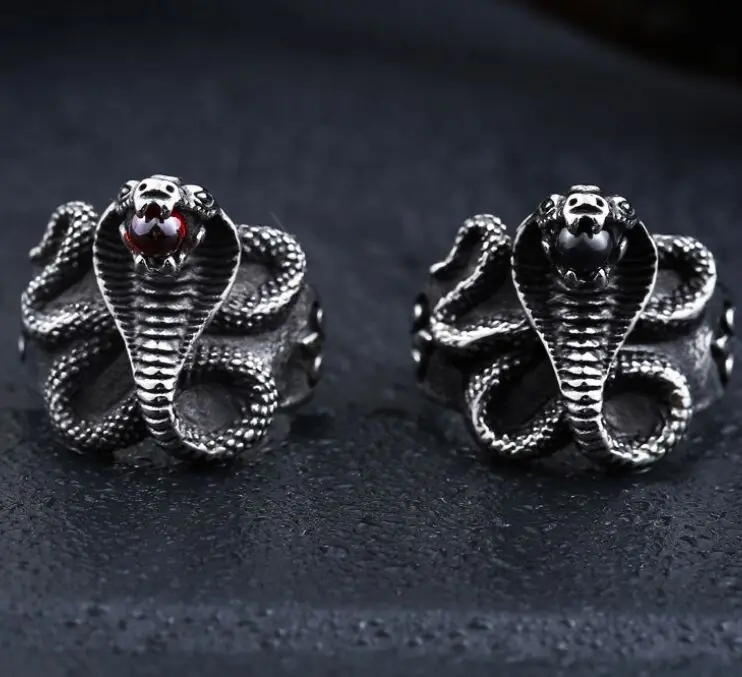 Drop Shipping Gothic Black Red Stone Snake Ring 316L Stainless Steel Jewelry Cool Men Polishing Silver Snake Ring
Drop Shipping Gothic Black Red Stone Snake Ring 316L Stainless Steel Jewelry Cool Men Polishing Silver Snake Ring