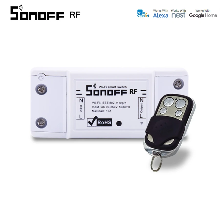 Itead Sonoff RF Smart WiFi Switch 433Mhz 10A 2200W RF Receiver Wireless Intelligent Remote Control For Smart Home Wifi Switch
Itead Sonoff RF Smart WiFi Switch 433Mhz 10A 2200W RF Receiver Wireless Intelligent Remote Control For Smart Home Wifi Switch