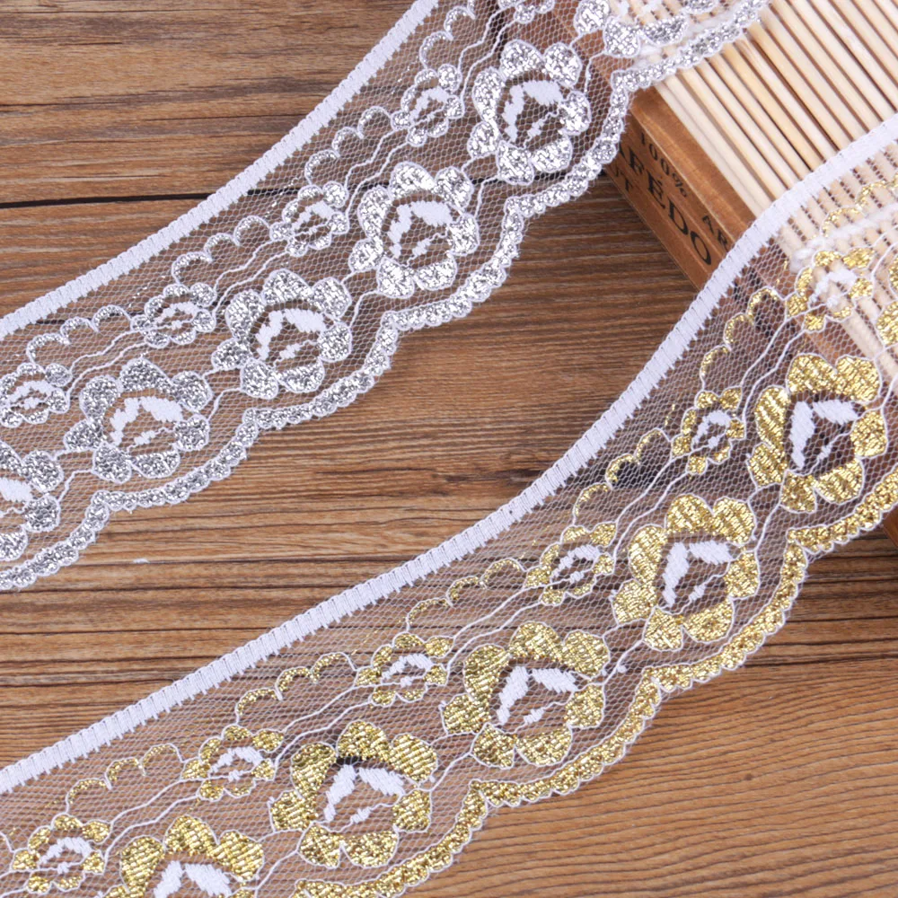 Gold Silver embroidered lace trim 60mm 10yards/Lot DIY Clothing Dress sewing accessories Lace Fabric Ribbon Handmade Decoration
Gold Silver embroidered lace trim 60mm 10yards/Lot DIY Clothing Dress sewing accessories Lace Fabric Ribbon Handmade Decoration