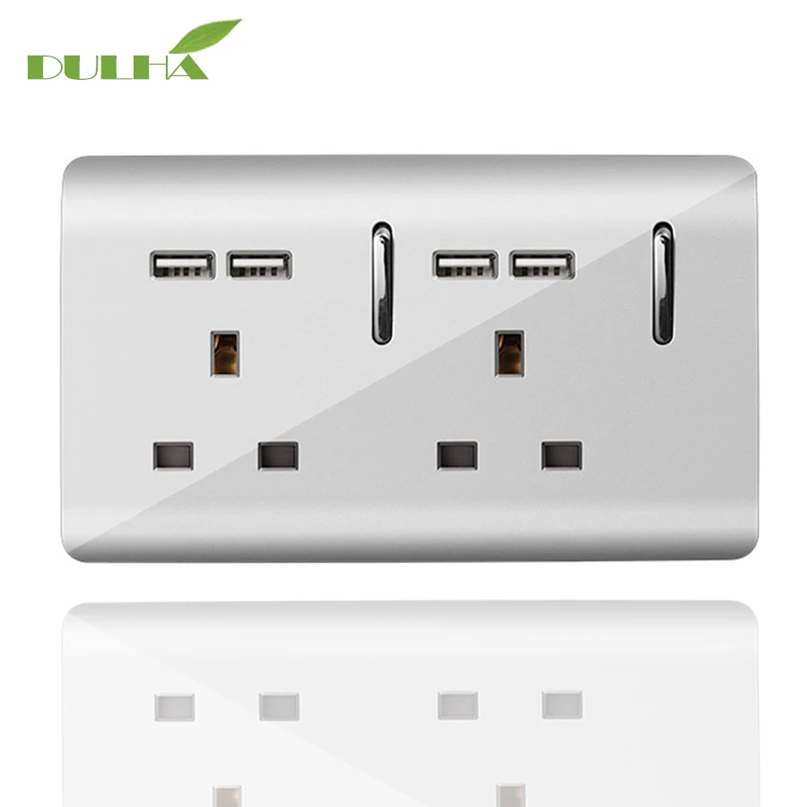 DULHA UK 13A Double Wall Socket 2 Gang Electrical Power Switched Socket With 4 USB Plug Ports Quick Charger Outlet Port UK Plug
DULHA UK 13A Double Wall Socket 2 Gang Electrical Power Switched Socket With 4 USB Plug Ports Quick Charger Outlet Port UK Plug