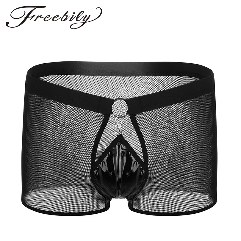 Black Gay Mens Lingerie Sissy Boxer Panties See Through Fishnet Breathable Mesh Low Rise Boxer Underwear with Open Front Pouch
Black Gay Mens Lingerie Sissy Boxer Panties See Through Fishnet Breathable Mesh Low Rise Boxer Underwear with Open Front Pouch