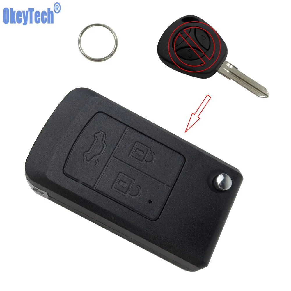 OkeyTech Modified Replacement Flip Key 3 Button Remote Car Key Case Shell for LADA Priora Niva Vaz Granta Samara 2108 XRay Sedan