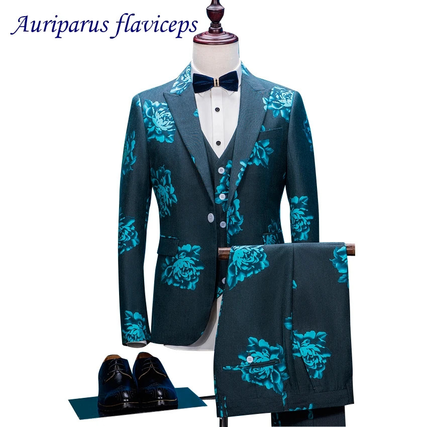 New Prom Men Suit With Pants Blue Floral Jacquard Wedding Suits for Men Peaked Lapel 3 pieces Korean Slim Fit Dress
New Prom Men Suit With Pants Blue Floral Jacquard Wedding Suits for Men Peaked Lapel 3 pieces Korean Slim Fit Dress