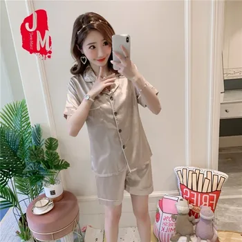 2 Pieces Womens Silk Satin Pajamas Pyjamas Set Sleepwear Pijama Pajamas Suit Female Sleep Two Piece Set Loungewear Plus Size 5XL 
2 Pieces Womens Silk Satin Pajamas Pyjamas Set Sleepwear Pijama Pajamas Suit Female Sleep Two Piece Set Loungewear Plus Size 5XL