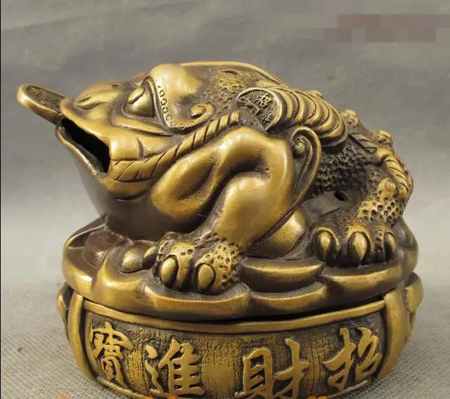 Folk Chinese Bronze Wealth Coin 3 Foot Golden Toad Statue Incense Burner Censer
Folk Chinese Bronze Wealth Coin 3 Foot Golden Toad Statue Incense Burner Censer