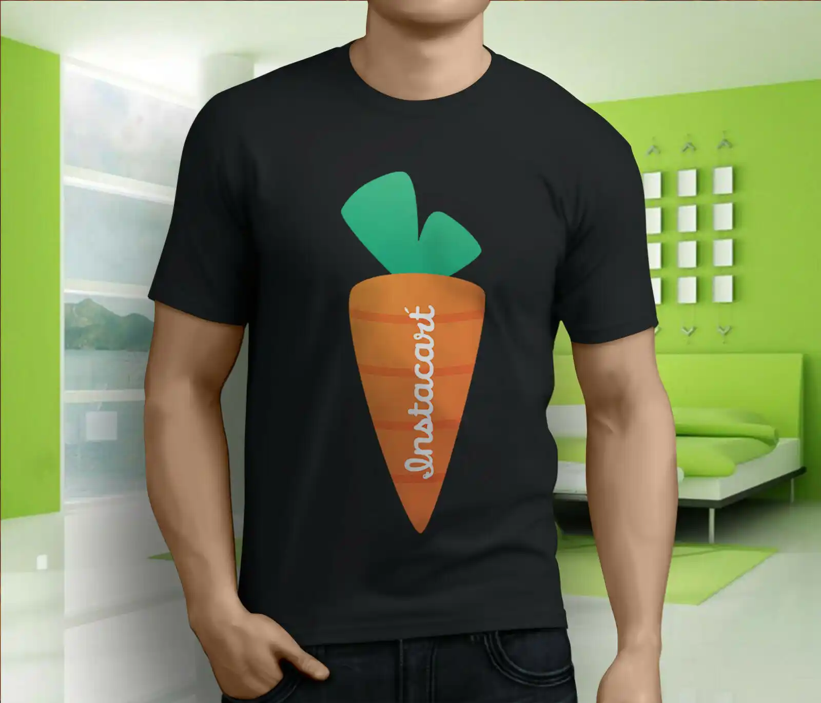 New Popular Instacart Men S Black T Shirt S 3xl Gift Print T Shirt