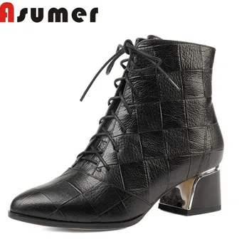 ASUMER 2020 NEW fashion solid ankle boots for women metal decoration classic winter boots pointed toe sexy genuine leather boots
ASUMER 2020 NEW fashion solid ankle boots for women metal decoration classic winter boots pointed toe sexy genuine leather boots