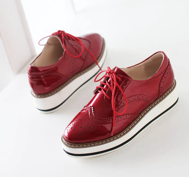 red patent leather oxfords womens
