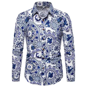 Autumn Winter Men's Shirts Blouse Business Leisure Flore Printing Long-sleeved Vintage Men Dress Shirts Tops Camisas Hombre
Autumn Winter Men's Shirts Blouse Business Leisure Flore Printing Long-sleeved Vintage Men Dress Shirts Tops Camisas Hombre