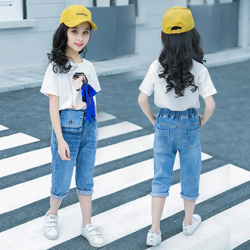Summer Girls Clothing Set Crop Tops + Denim Capris Pants Jean Toddler Kids Clothes Sets Baby Girls Clothing Sets High Quality
Summer Girls Clothing Set Crop Tops + Denim Capris Pants Jean Toddler Kids Clothes Sets Baby Girls Clothing Sets High Quality