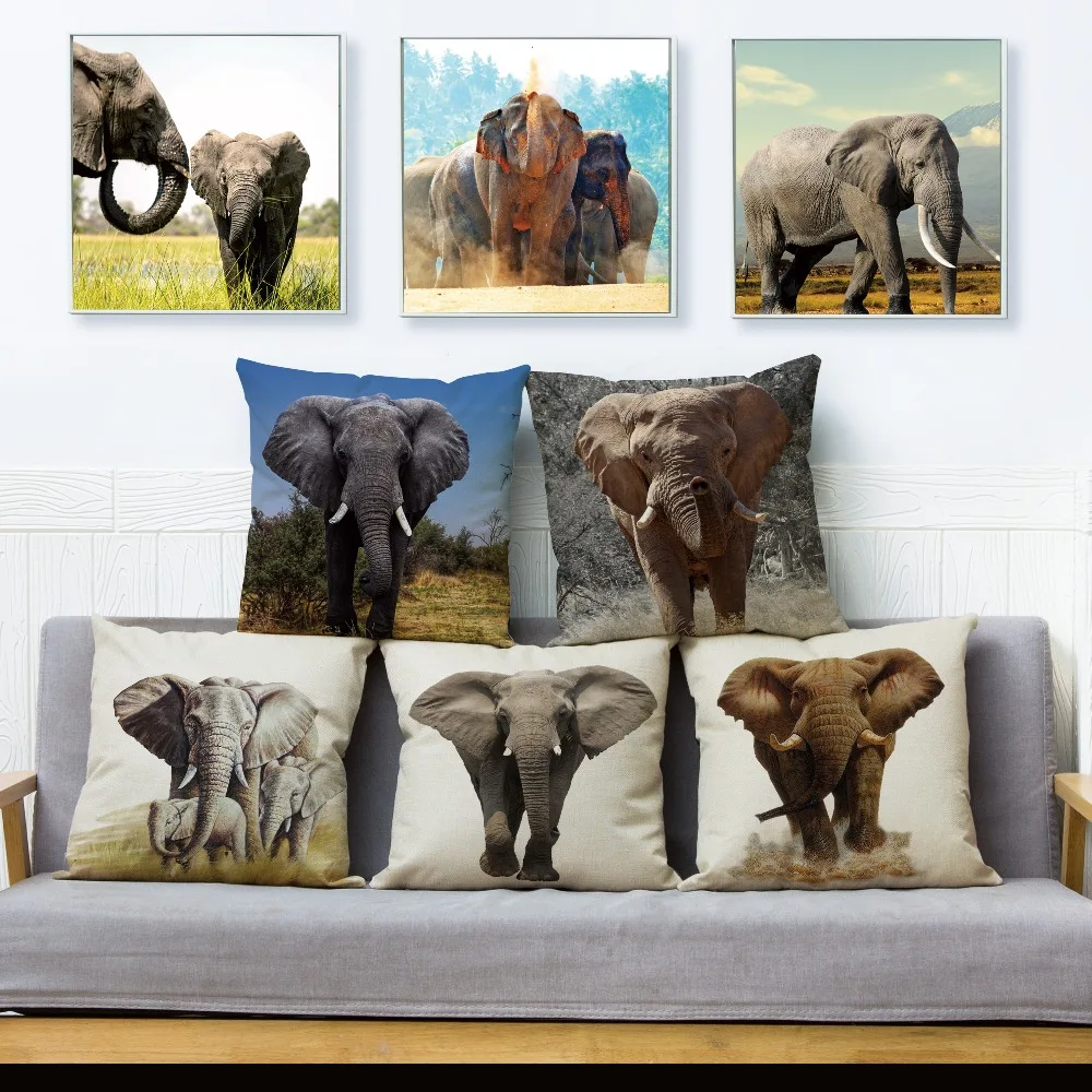 African Wild Elephant Throw Pillow Cover 45*45cm Cushion Covers Linen Pillows Cases Car Sofa Home Decor Animal Pillow Case
African Wild Elephant Throw Pillow Cover 45*45cm Cushion Covers Linen Pillows Cases Car Sofa Home Decor Animal Pillow Case