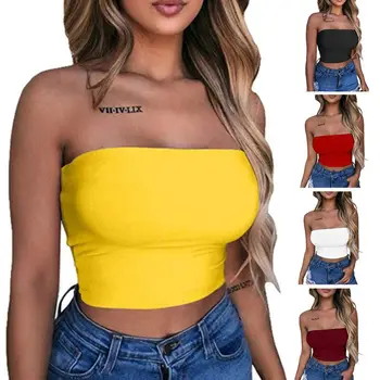 Womens Summer Strapless Tube Crop Top Sexy Plain Solid Color Bodycon Bandeau Backless Mini Bustier Off Shoulder Night Clubwear
Womens Summer Strapless Tube Crop Top Sexy Plain Solid Color Bodycon Bandeau Backless Mini Bustier Off Shoulder Night Clubwear