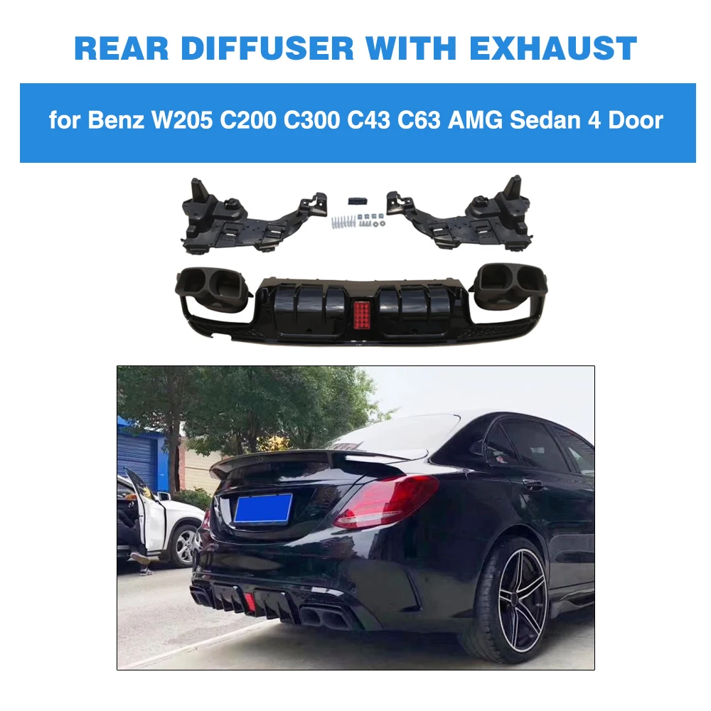 Rear Bumper Lip Diffuser Led Light with Exhaust Tips for mercedes benz C-Class C200 C250 C300 C350 C400 C43 AMG C63 AMG S 14-19
Rear Bumper Lip Diffuser Led Light with Exhaust Tips for mercedes benz C-Class C200 C250 C300 C350 C400 C43 AMG C63 AMG S 14-19