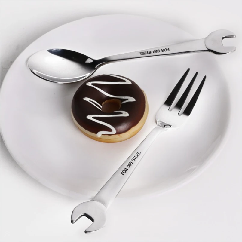 14cm Creative Wrench Design Fork Spoon Stainless Steel Cutlery Fruit Dessert Spoon Utensils Salad Fork Kitchen Accessories
14cm Creative Wrench Design Fork Spoon Stainless Steel Cutlery Fruit Dessert Spoon Utensils Salad Fork Kitchen Accessories