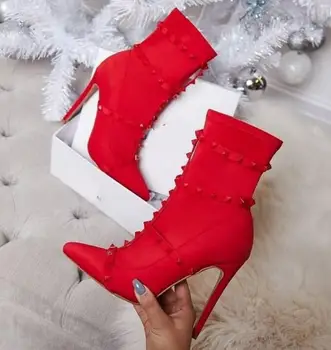 Women Boots 2018 Pointed Toe Red Black Leather Rivets High Heel Ankle Boots Pointed Toe Studded Mid-Calf Thigh High Belted Boots
Women Boots 2018 Pointed Toe Red Black Leather Rivets High Heel Ankle Boots Pointed Toe Studded Mid-Calf Thigh High Belted Boots