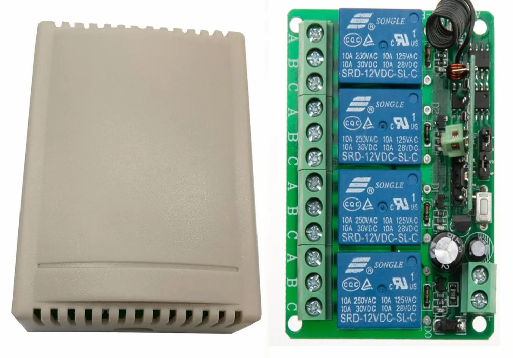 DC 12V 24V 4 CH Channels 4CH RF Wireless Remote Control Switch System Receiver,Compatible 315 / 433.92 MHz
DC 12V 24V 4 CH Channels 4CH RF Wireless Remote Control Switch System Receiver,Compatible 315 / 433.92 MHz