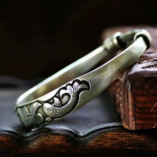 Tibétain Lucky anni et Poissons Bracelet Réglable Traditionnel ata ao Ethnique Bijoux BB-268 2