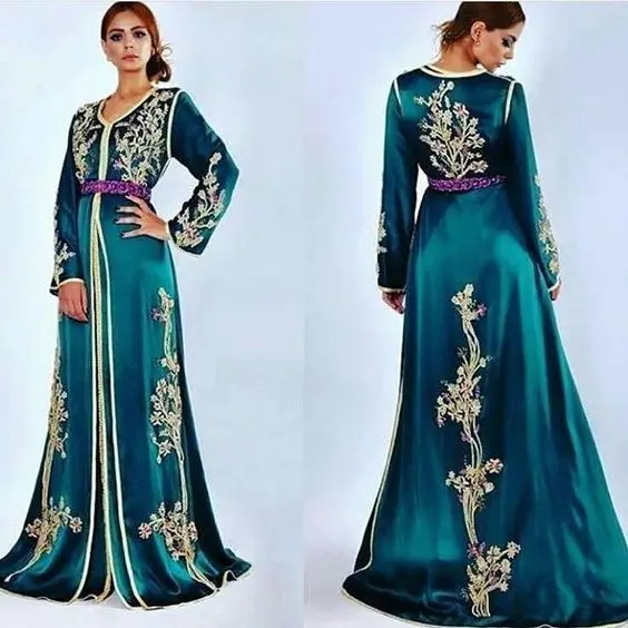 Caftans Abayas Maxì Teal Blue Evening Formal Dresses with Long Sleeve 2019 Luxury Gold Lace Applique Arabic Occasion Prom Gowns
Caftans Abayas Maxì Teal Blue Evening Formal Dresses with Long Sleeve 2019 Luxury Gold Lace Applique Arabic Occasion Prom Gowns