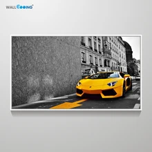 Pintura em tela carro esporte carro lamborghini arte cartaz sala de estar decoração da parede nova caligrafia pintura impressão(China)