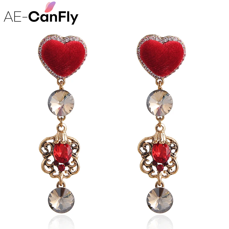 AE-CANFLY 2018 Fashion Velvet Love Heart Korean Drop Earring Vintage Crystal Long Earring pendientes Gift Jewelry
AE-CANFLY 2018 Fashion Velvet Love Heart Korean Drop Earring Vintage Crystal Long Earring pendientes Gift Jewelry