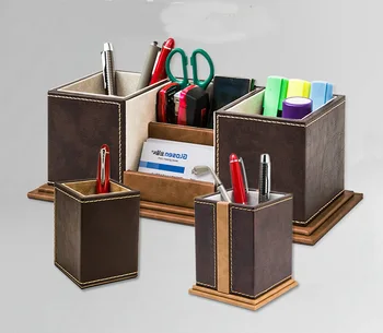 high-grade wooden leather pen holder cute pencil case tv remote control makeup stationery organizer desktop organizer set 1095
high-grade wooden leather pen holder cute pencil case tv remote control makeup stationery organizer desktop organizer set 1095