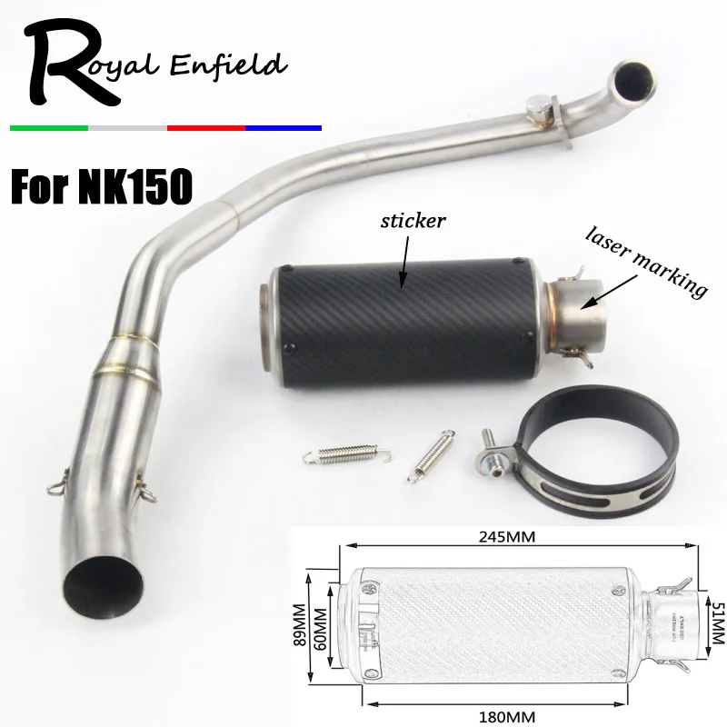 For NK150 Motorcycle Full Exhaust System Non-destructive installation Link Slip on 51mm Stainless Steel Exhaust Muffler Pipe
For NK150 Motorcycle Full Exhaust System Non-destructive installation Link Slip on 51mm Stainless Steel Exhaust Muffler Pipe