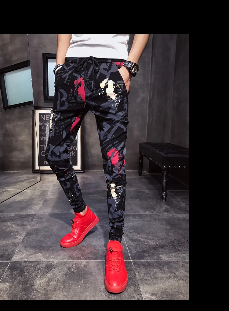 Men Slim Fit Casual Floral Pants HTB1I41sqFOWBuNjy0Fiq6xFxVXa5.jpg - Men Slim Fit Casual Floral Pants