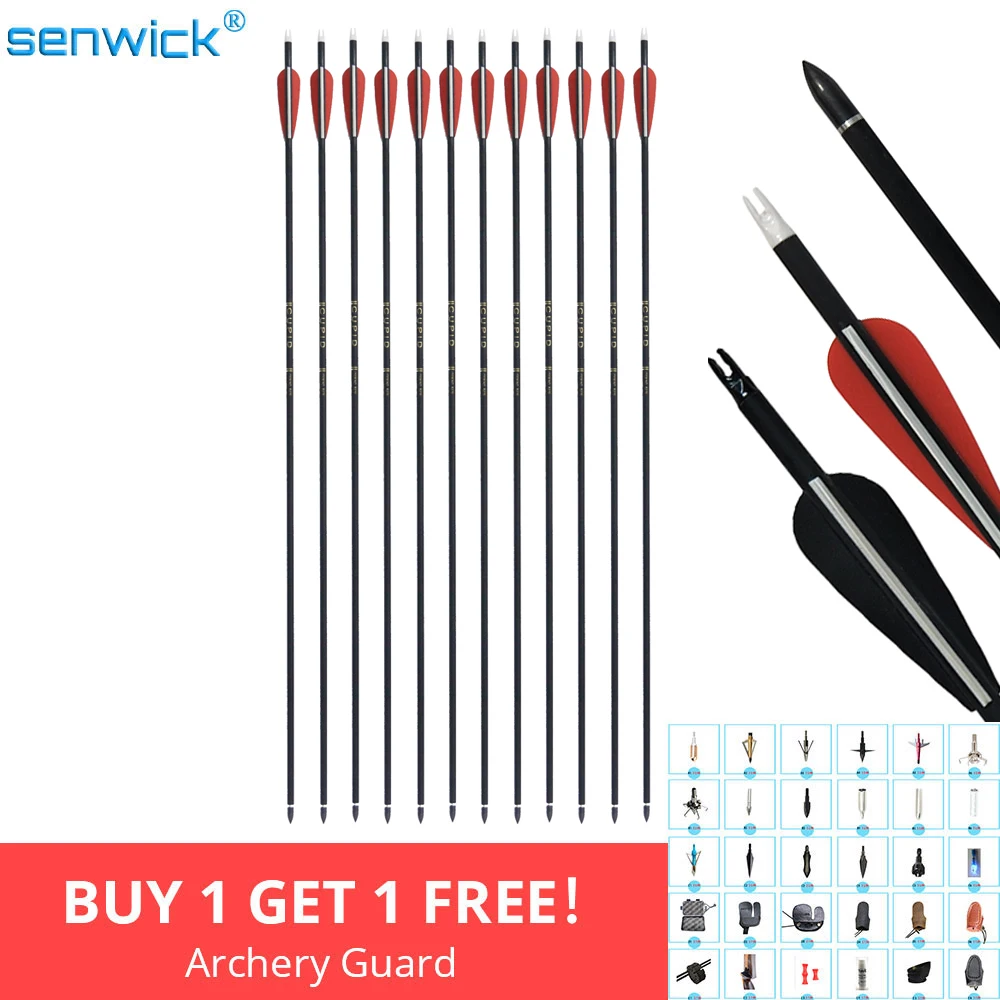 Senwick 5/12/24 Pcs/lot 32 Inches Pure Carbon Arrow Spine 500 Fast Speed Feather for Recurve Long Bow Archery Hunting
Senwick 5/12/24 Pcs/lot 32 Inches Pure Carbon Arrow Spine 500 Fast Speed Feather for Recurve Long Bow Archery Hunting